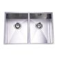 Du Beta 90 Degree Square Undermount Double Bowl Sink Stainless Steel 32"x19"- 10"Deep